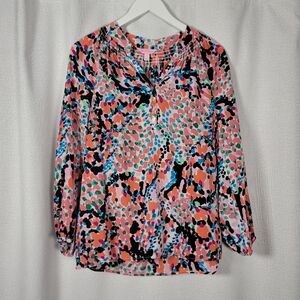 Lilly Pulitzer Elsa Silk Top Long Sleeve Women's Size S